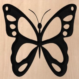 wood sign with butterfly carving