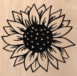 wood sign with sunflower carving
