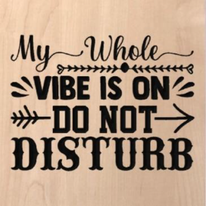 wood sign that says "my whole vibe is on do not disturb"