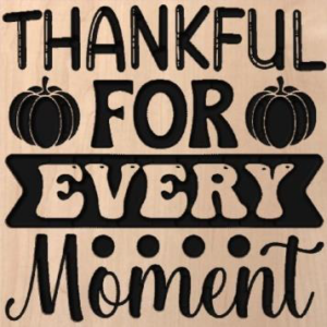 wood sign that says "thankful for every moment"