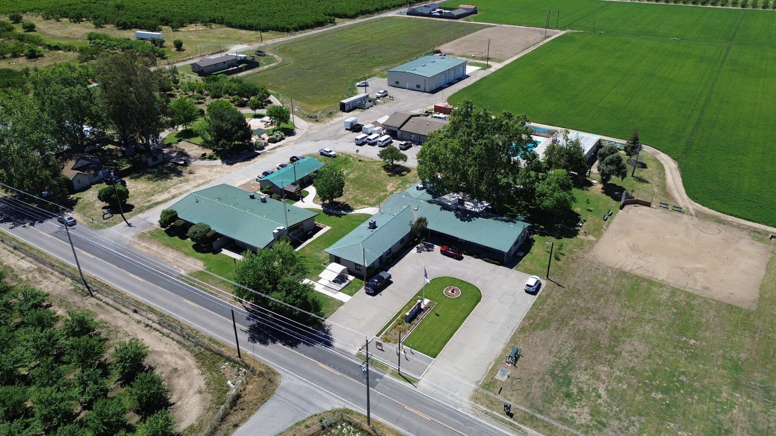 the front of farm to fork ranch from above